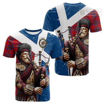 Leslie Tartan Cotton T-shirt with Family Crest Scottish Bagpiper Vibes