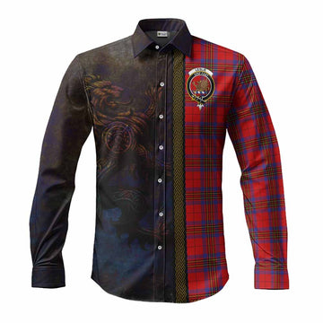 Leslie Tartan Family Crest Long Sleeve Button Shirt Alba Gu Brath Be Brave Lion Ancient Style Men's Shirt S - Tartan Vibes Clothing