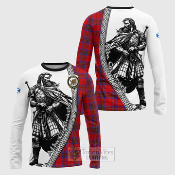 Leslie Tartan Clan Crest Long Sleeve T-Shirt with Highlander Warrior Celtic Style