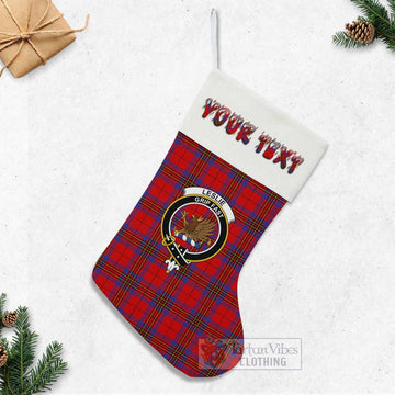 Leslie Tartan Family Crest Christmas Stocking with Personalized Text