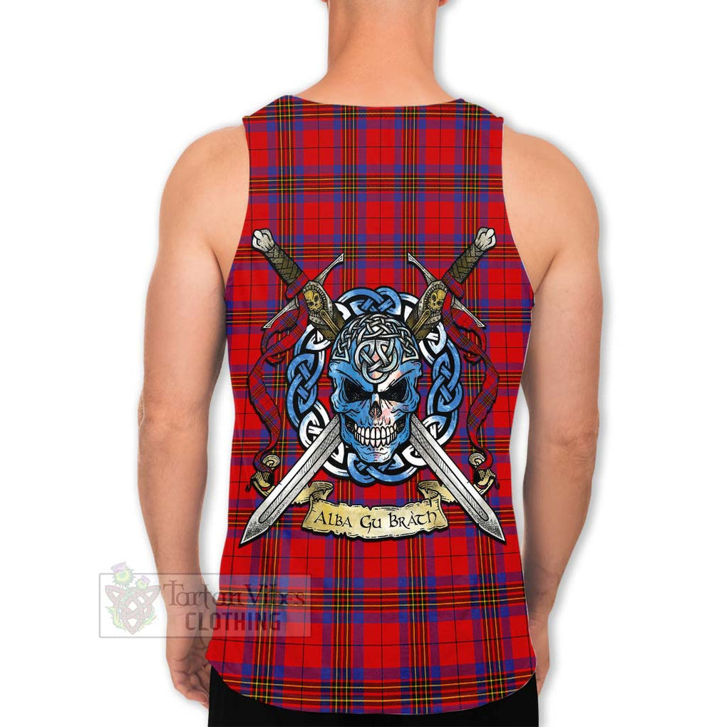 Tartan Vibes Clothing Leslie Tartan Men's Tank Top with Family Crest Celtic Skull Style