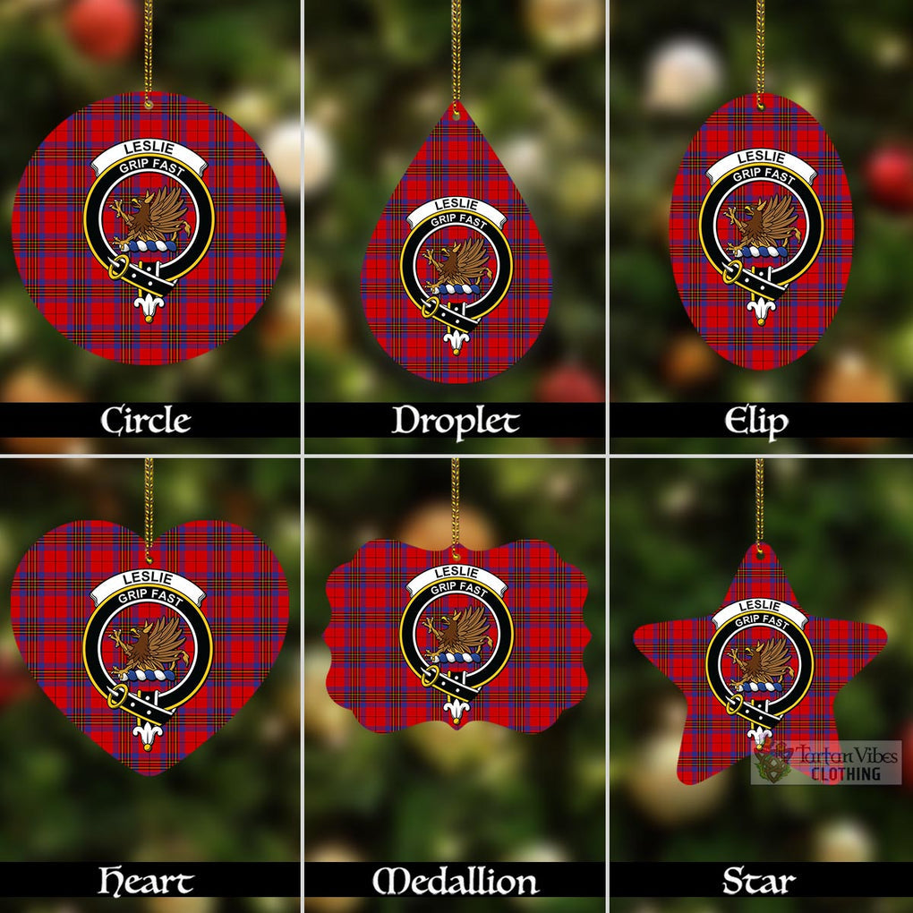 Tartan Vibes Clothing Leslie Tartan Christmas Aluminium Ornament with Family Crest