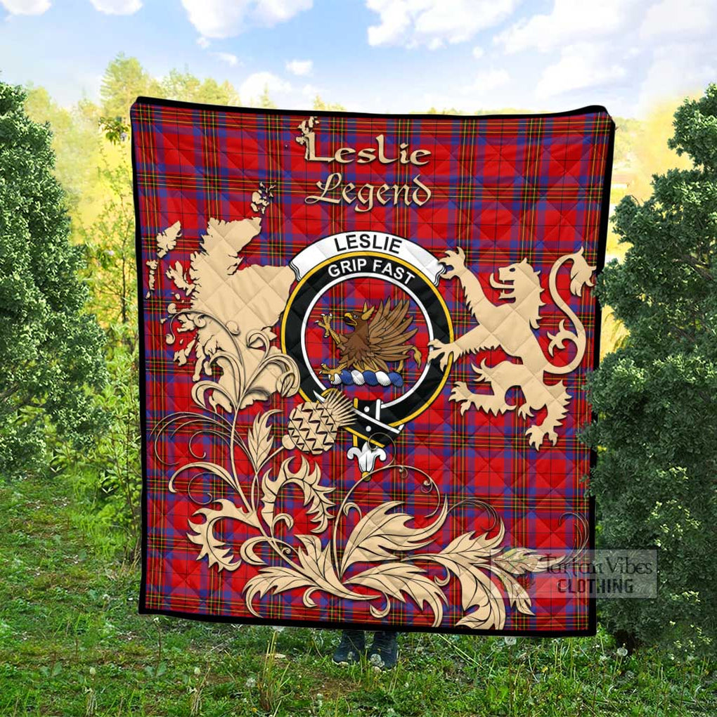 Tartan Vibes Clothing Leslie Tartan Quilt with Family Crest and Scottish Symbol Style