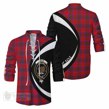 Leslie Tartan Ghillie Kilt Shirt with Family Crest Circle Style