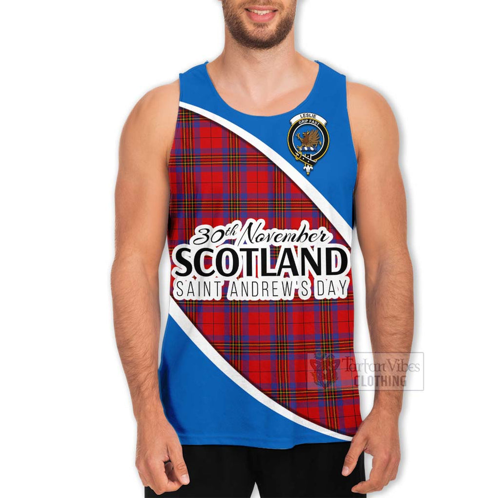 Tartan Vibes Clothing Leslie Family Crest Tartan Men's Tank Top Celebrate Saint Andrew's Day in Style