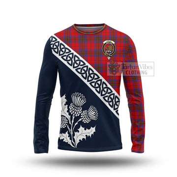 Leslie Tartan Long Sleeve T-Shirt Featuring Thistle and Scotland Map