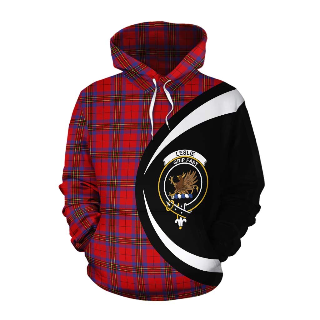 Tartan Vibes Clothing Leslie Tartan Cotton Hoodie with Family Crest Circle Style