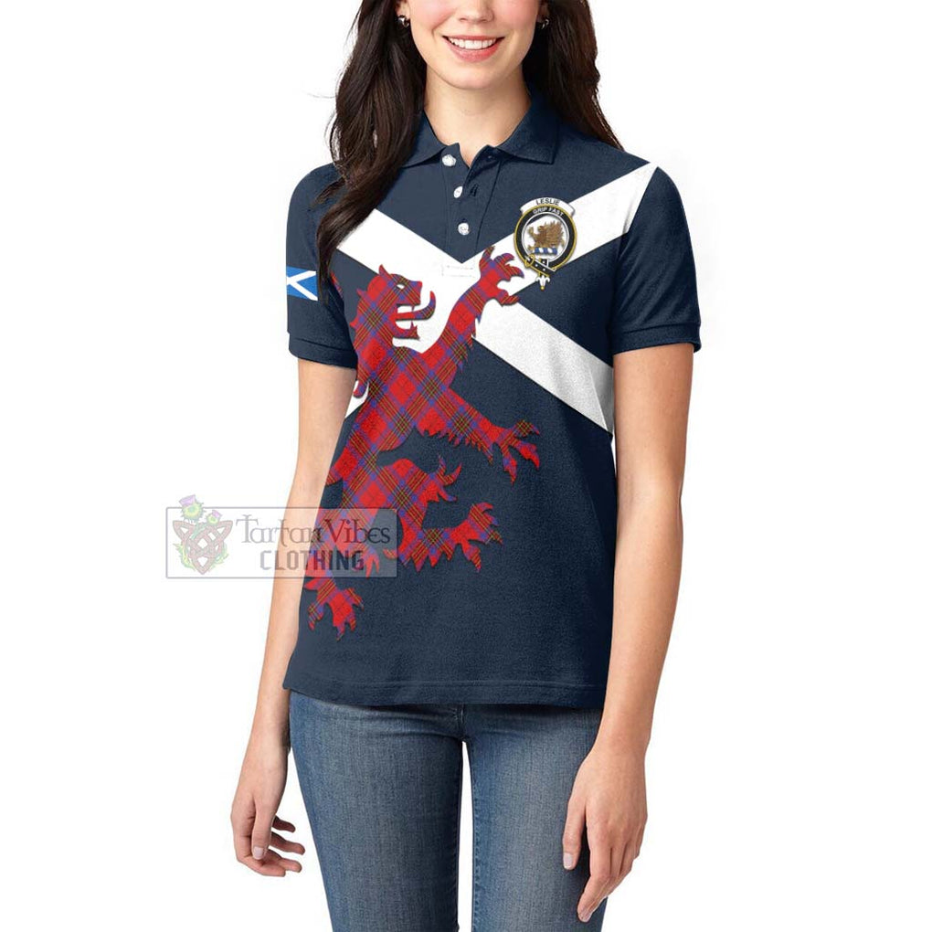 Tartan Vibes Clothing Leslie Tartan Lion Rampant Women's Polo Shirt – Proudly Display Your Heritage with Alba Gu Brath and Clan Name