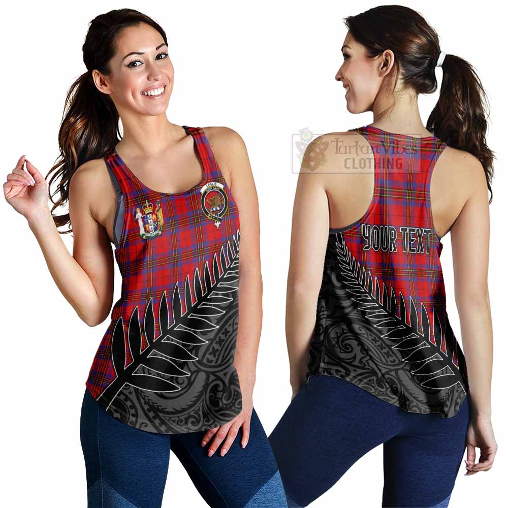 Tartan Vibes Clothing Leslie Crest Tartan Women's Racerback Tanks with New Zealand Silver Fern Half Style