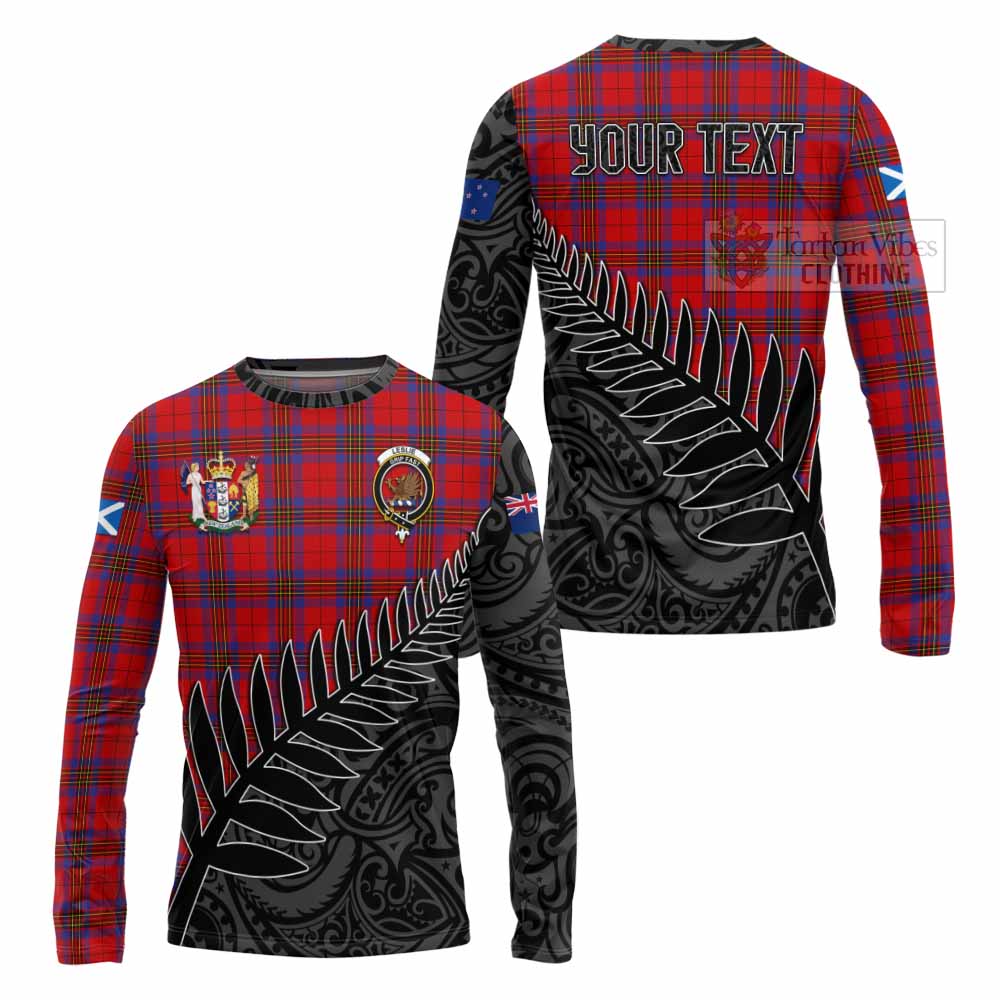 Tartan Vibes Clothing Leslie Crest Tartan Long Sleeve T-Shirt with New Zealand Silver Fern Half Style