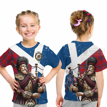 Leslie Tartan Kid T-Shirt with Family Crest Scottish Bagpiper Vibes