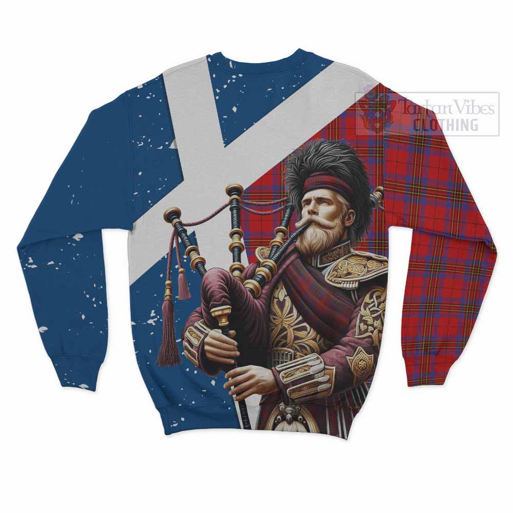 Tartan Vibes Clothing Leslie Tartan Sweatshirt with Family Crest Scottish Bagpiper Vibes