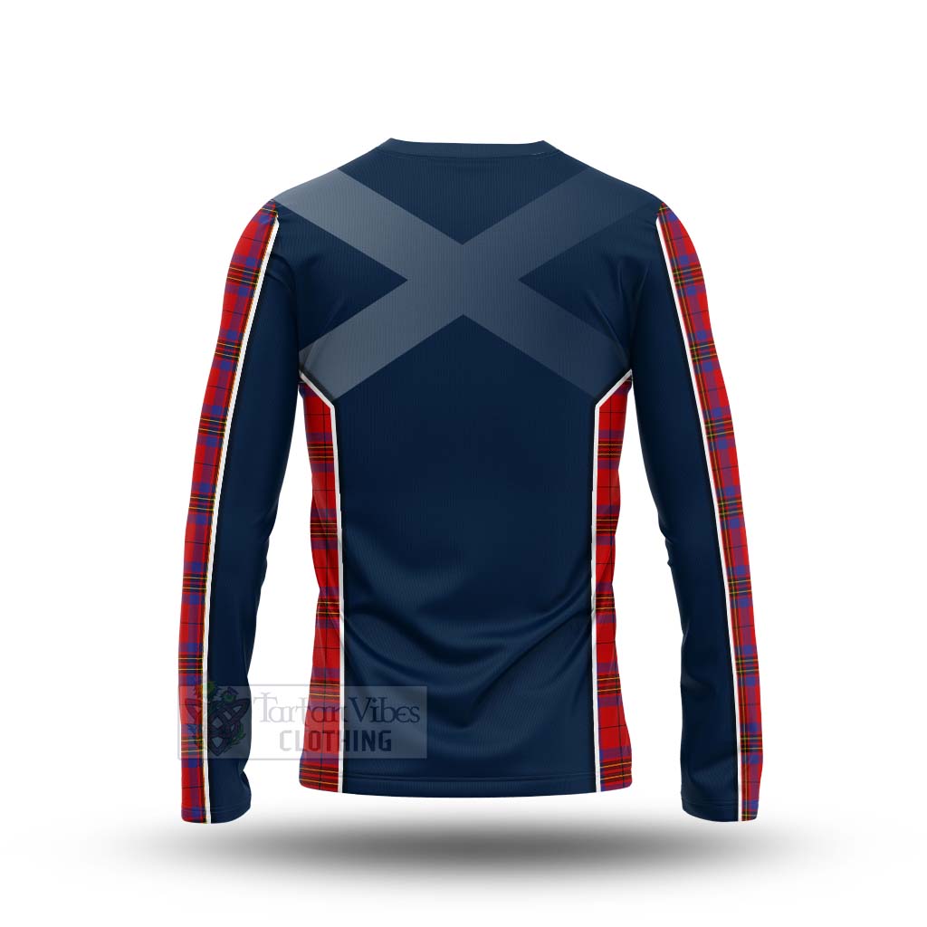 Tartan Vibes Clothing Leslie Tartan Long Sleeve T-Shirt with Family Crest and Scottish Thistle Vibes Sport Style