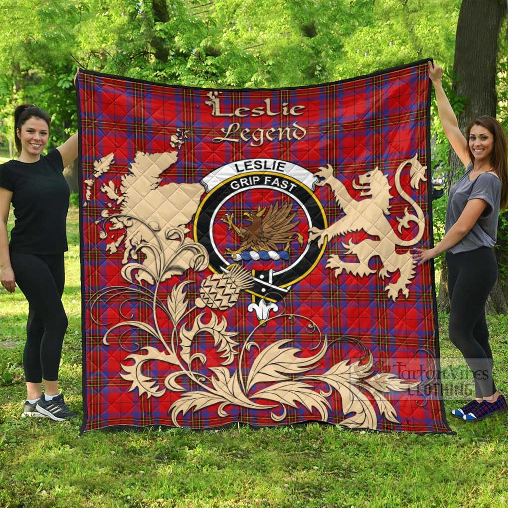 Tartan Vibes Clothing Leslie Tartan Quilt with Family Crest and Scottish Symbol Style