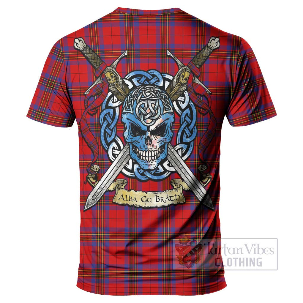 Tartan Vibes Clothing Leslie Tartan T-Shirt with Family Crest Celtic Skull Style