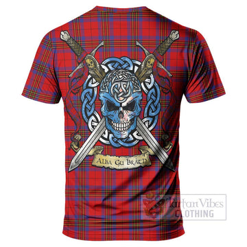 Leslie Tartan T-Shirt with Family Crest Celtic Skull Style