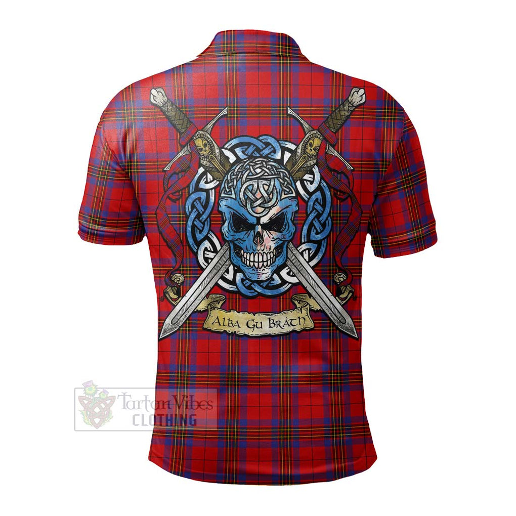 Tartan Vibes Clothing Leslie Tartan Polo Shirt with Family Crest Celtic Skull Style