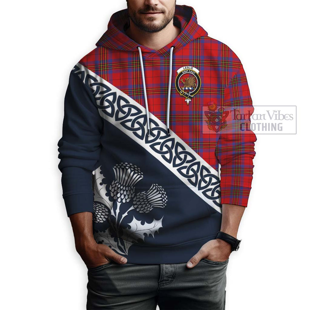 Tartan Vibes Clothing Leslie Tartan Hoodie Featuring Thistle and Scotland Map