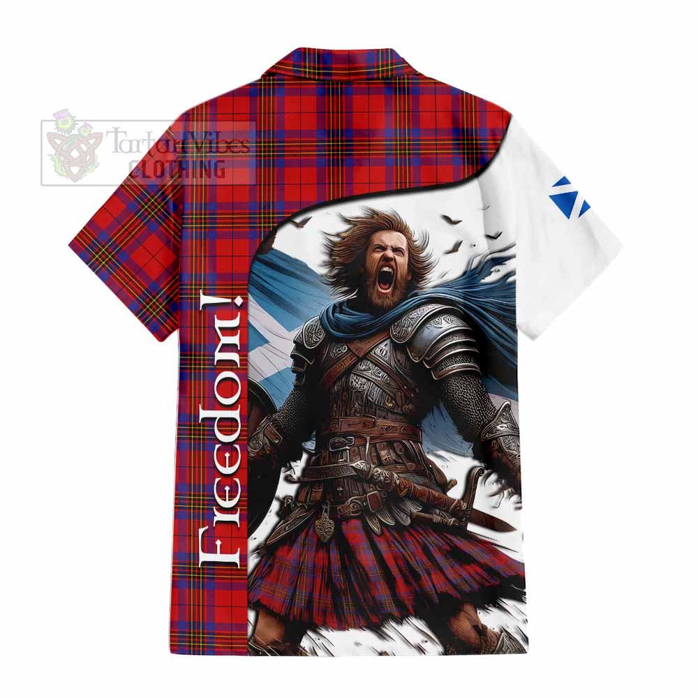 Tartan Vibes Clothing Leslie Crest Tartan Short Sleeve Button Shirt Inspired by the Freedom of Scottish Warrior