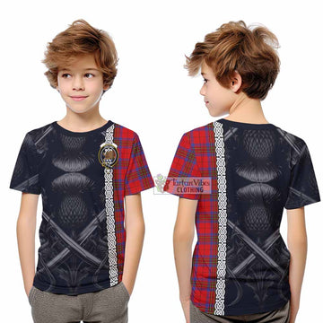 Leslie Tartan Kid T-Shirt with Family Crest Cross Sword Thistle Celtic Vibes