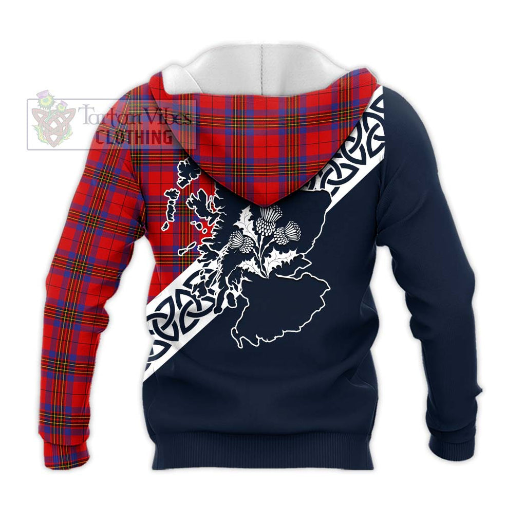 Tartan Vibes Clothing Leslie Tartan Knitted Hoodie Featuring Thistle and Scotland Map