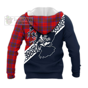 Leslie Tartan Knitted Hoodie Featuring Thistle and Scotland Map