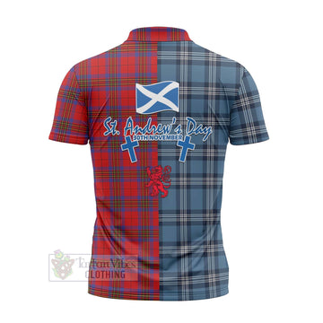 Leslie Tartan Zipper Polo Shirt Happy St. Andrew's Day Half Tartan Style