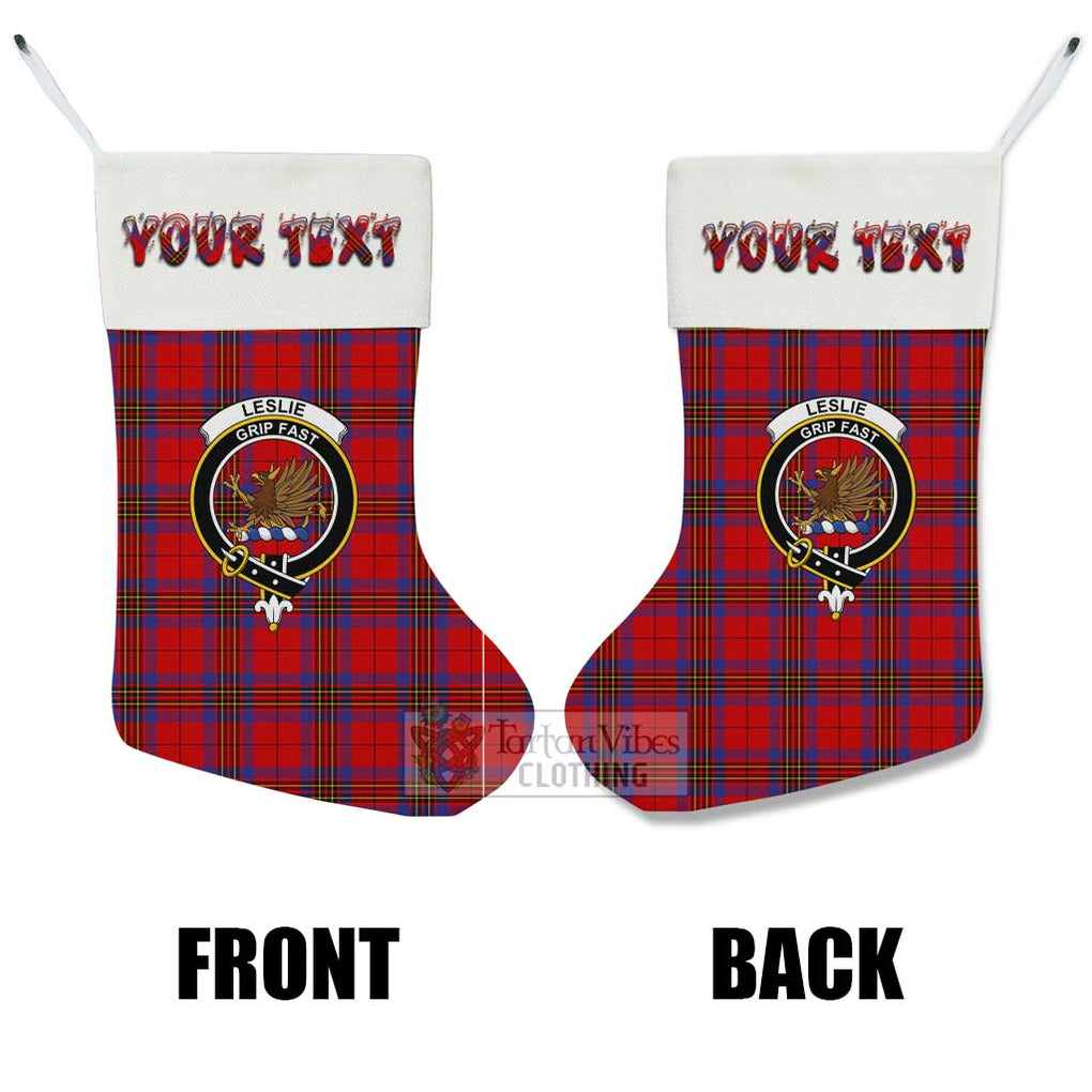 Tartan Vibes Clothing Leslie Tartan Family Crest Christmas Stocking with Personalized Text