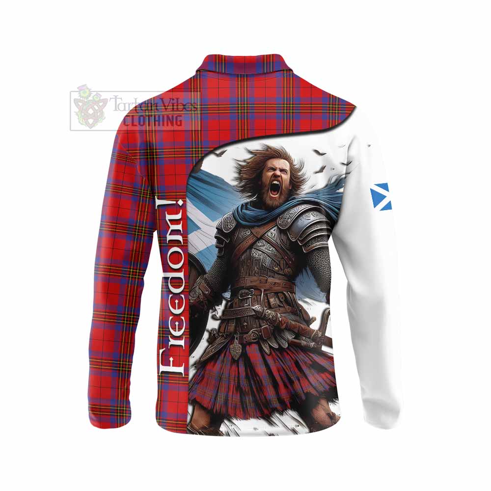 Tartan Vibes Clothing Leslie Crest Tartan Long Sleeve Polo Shirt Inspired by the Freedom of Scottish Warrior