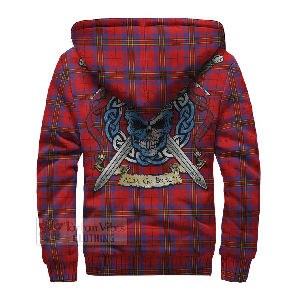 Tartan Vibes Clothing Leslie Tartan Sherpa Hoodie with Family Crest Celtic Skull Style