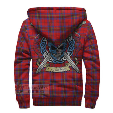 Leslie Tartan Sherpa Hoodie with Family Crest Celtic Skull Style