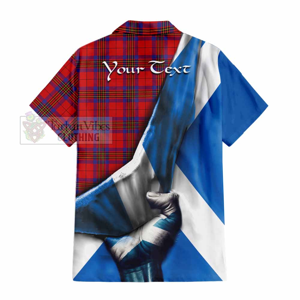 Tartan Vibes Clothing Leslie Tartan Short Sleeve Button Shirt with Family Crest Scotland Patriotic Style