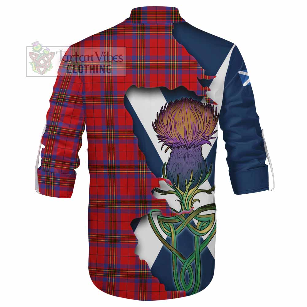 Leslie Tartan Family Crest Ghillie Kilt Shirt Scottish Thistle Celtic Inspired - Tartan Vibes Clothing