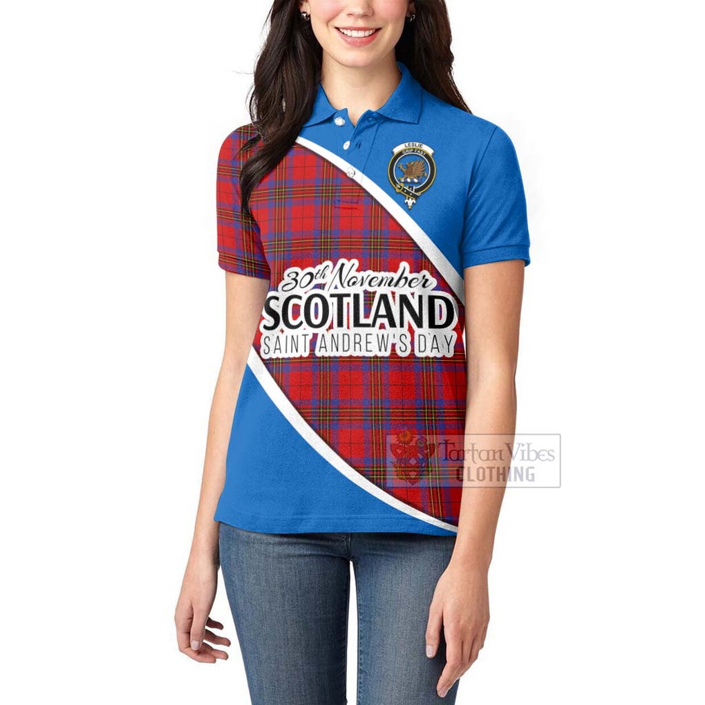 Tartan Vibes Clothing Leslie Family Crest Tartan Women's Polo Shirt Celebrate Saint Andrew's Day in Style