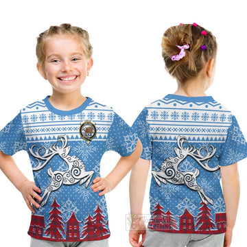 Leslie Clan Christmas Kid T-Shirt Celtic Reindeer Style