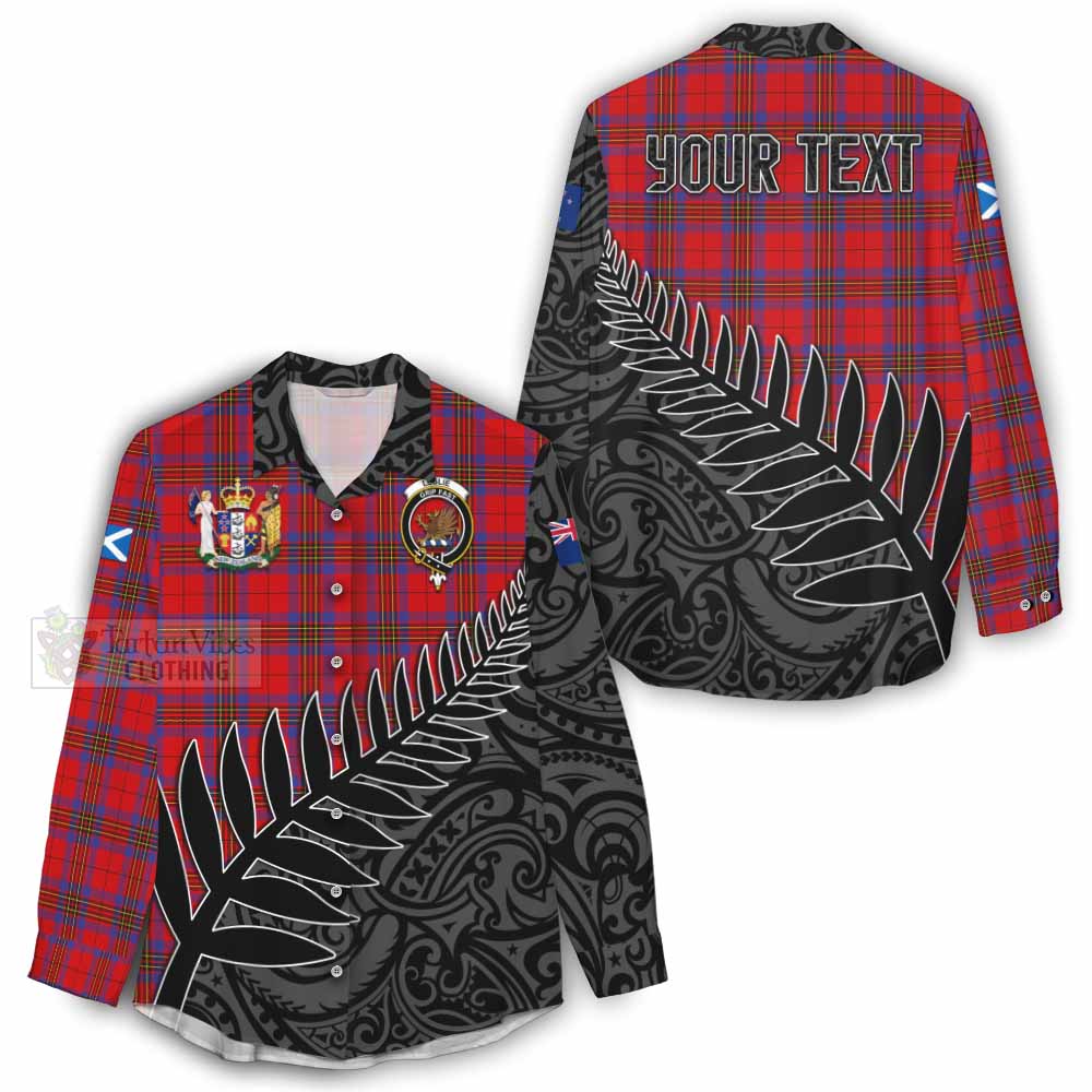 Tartan Vibes Clothing Leslie Crest Tartan Women's Casual Shirt with New Zealand Silver Fern Half Style