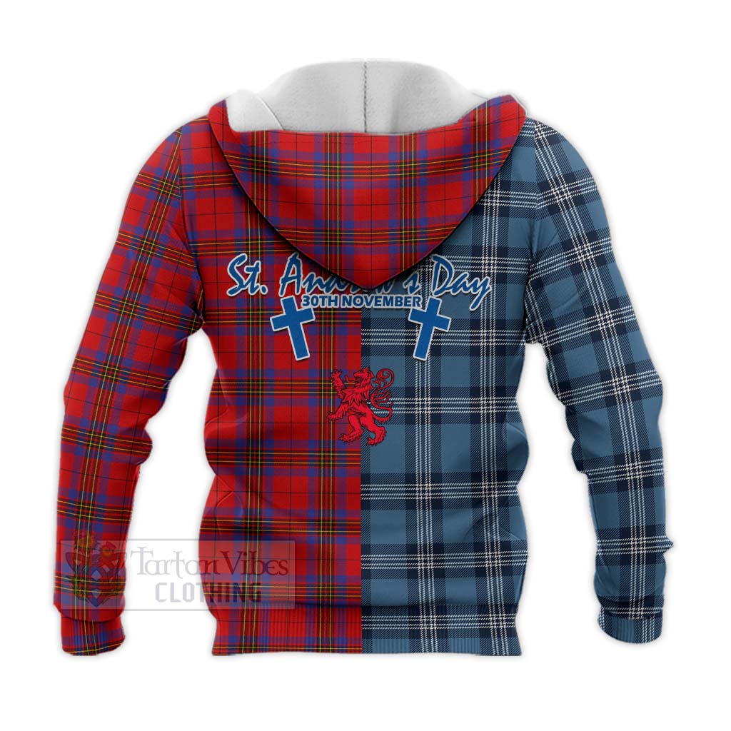 Tartan Vibes Clothing Leslie Tartan Knitted Hoodie Happy St. Andrew's Day Half Tartan Style