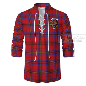 Leslie Tartan Ghillie Kilt Shirt with Family Crest Celtic Skull Style