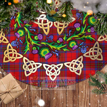 Leslie Tartan Christmas Tree Skirt with Thistle Celtic Knot Style