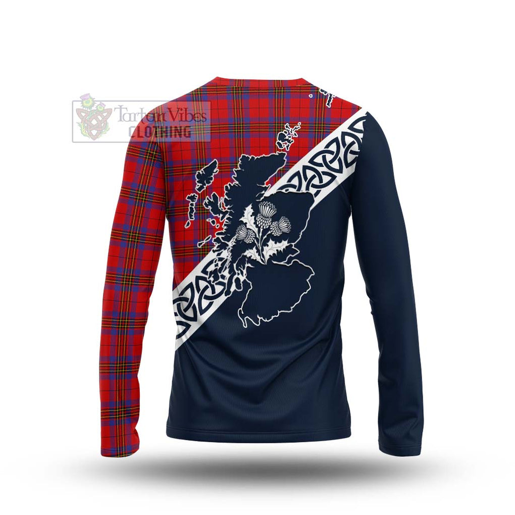 Tartan Vibes Clothing Leslie Tartan Long Sleeve T-Shirt Featuring Thistle and Scotland Map