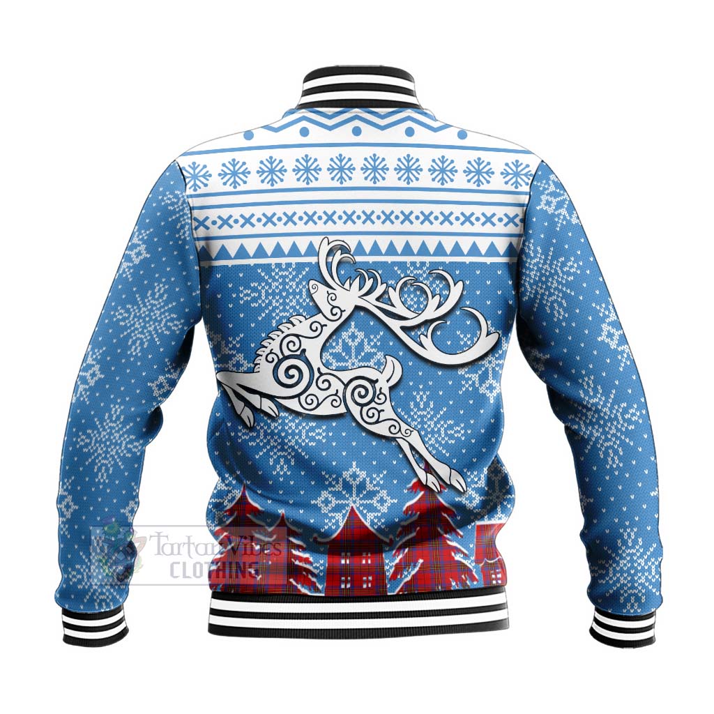 Tartan Vibes Clothing Leslie Clan Christmas Baseball Jacket Celtic Reindeer Style