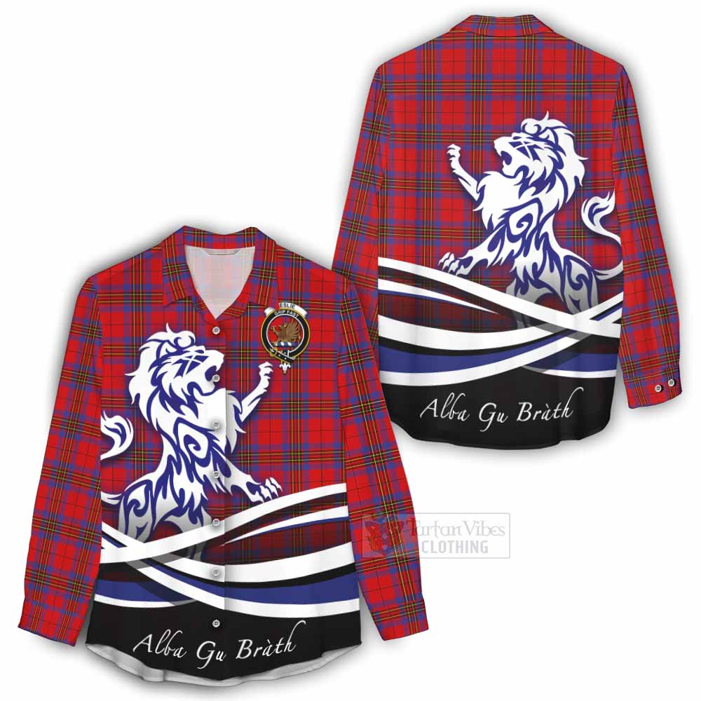 Tartan Vibes Clothing Leslie Tartan Women's Casual Shirt with Alba Gu Brath Regal Lion Emblem