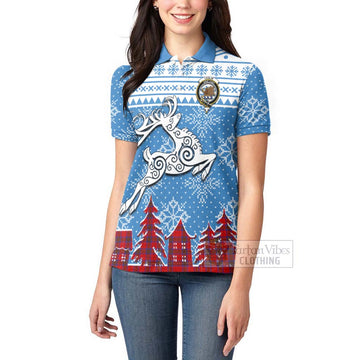 Leslie Clan Christmas Women's Polo Shirt Celtic Reindeer Style