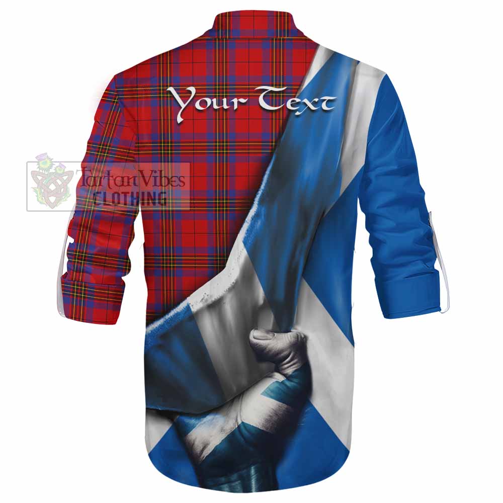 Tartan Vibes Clothing Leslie Tartan Ghillie Kilt Shirt with Family Crest Scotland Patriotic Style