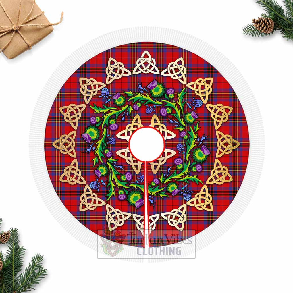 Tartan Vibes Clothing Leslie Tartan Christmas Tree Skirt with Thistle Celtic Knot Style