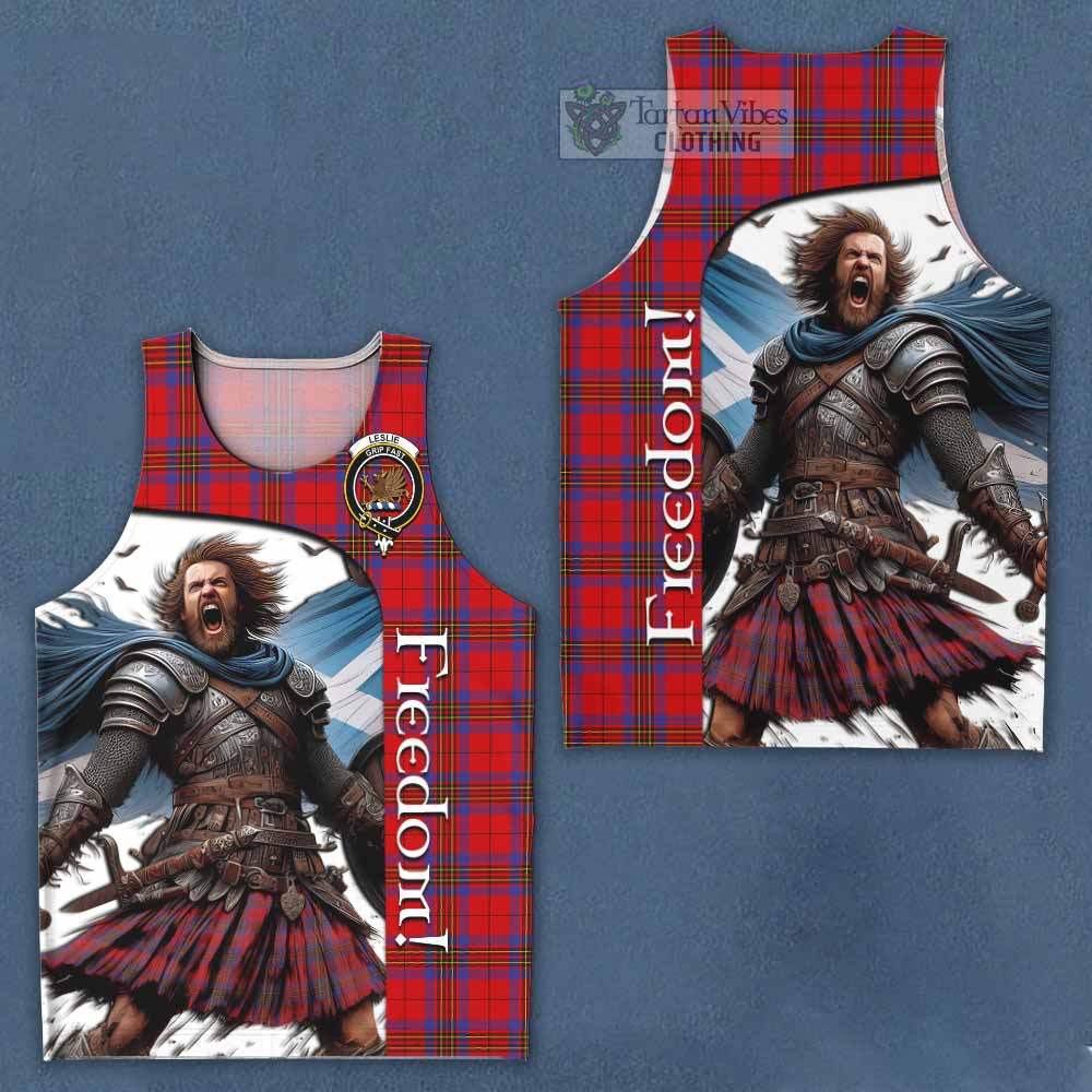 Tartan Vibes Clothing Leslie Crest Tartan Men's Tank Top Inspired by the Freedom of Scottish Warrior