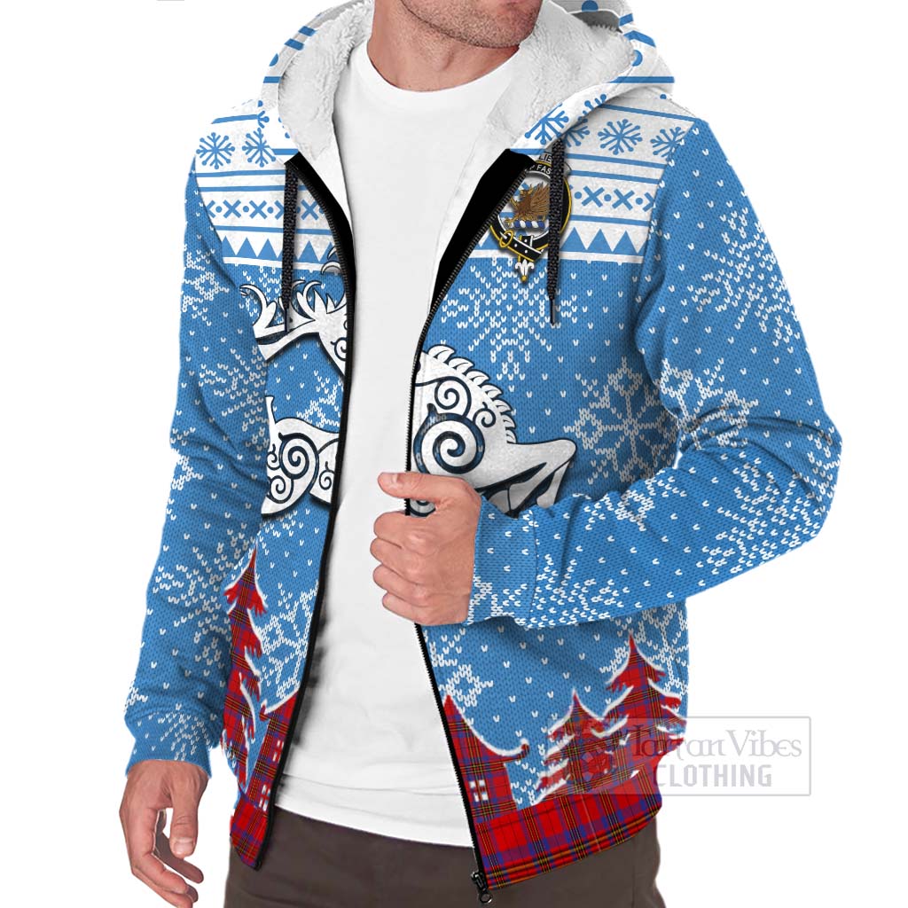 Tartan Vibes Clothing Leslie Clan Christmas Sherpa Hoodie Celtic Reindeer Style