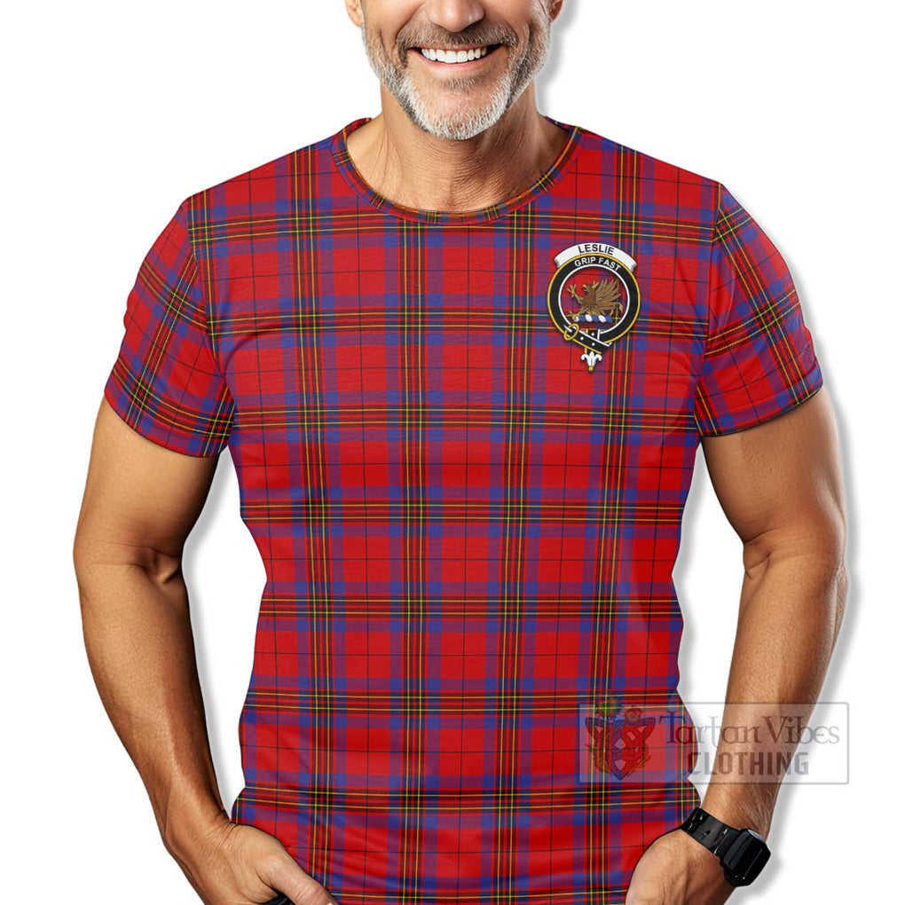 Tartan Vibes Clothing Leslie Tartan T-Shirt with Family Crest Celtic Skull Style