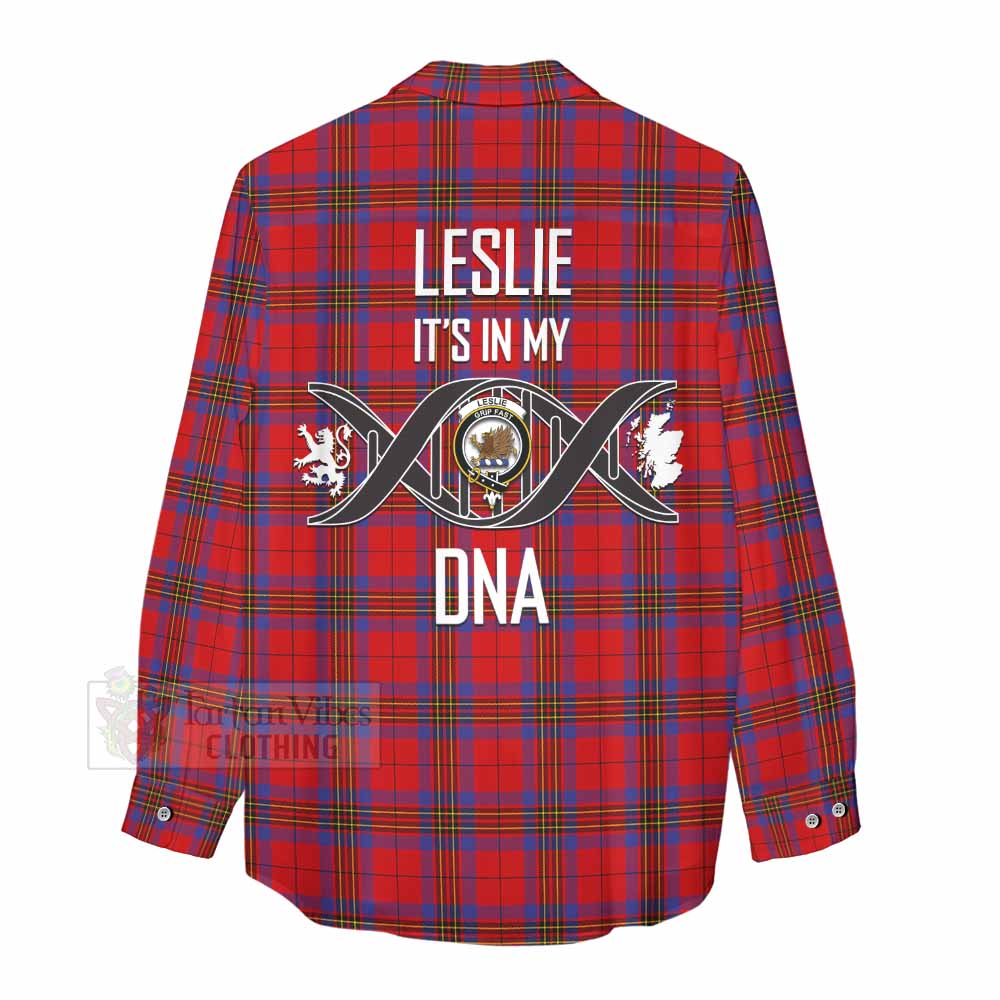 Tartan Vibes Clothing Leslie Tartan Women's Casual Shirt with Family Crest DNA In Me Style