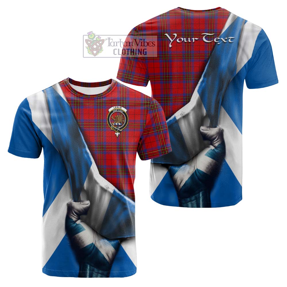 Tartan Vibes Clothing Leslie Tartan Cotton T-shirt with Family Crest Scotland Patriotic Style